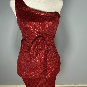 Blossom Red Sequin Dress with bow